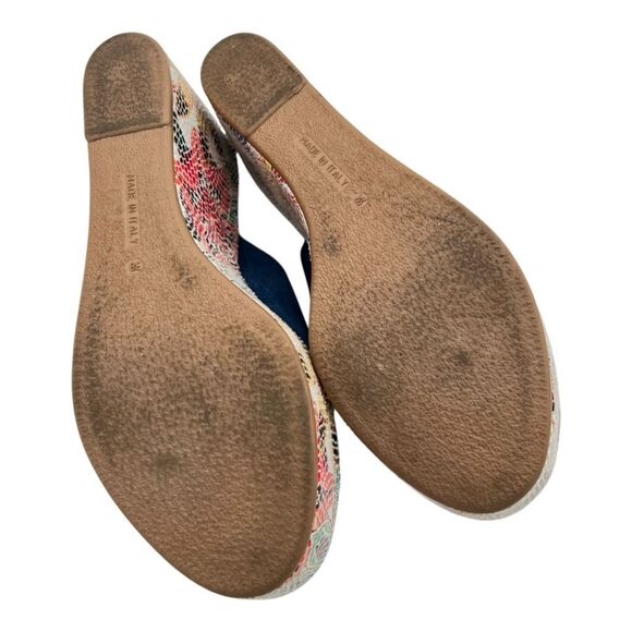 Spring Step Women's Laylani Suede Leather Floral Wedge Slide Sandals Blue Sz 38 - Picture 9 of 11